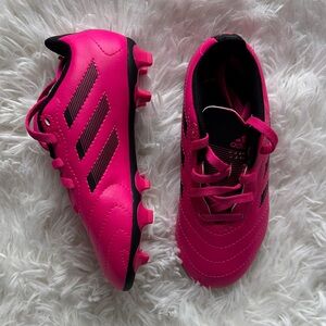 Adidas Fuchsia Soccer Shoes with Black Stripes